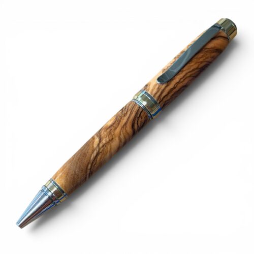 Big Ben Cigar Pen Gold and Chrome Olivewood Wild Grain