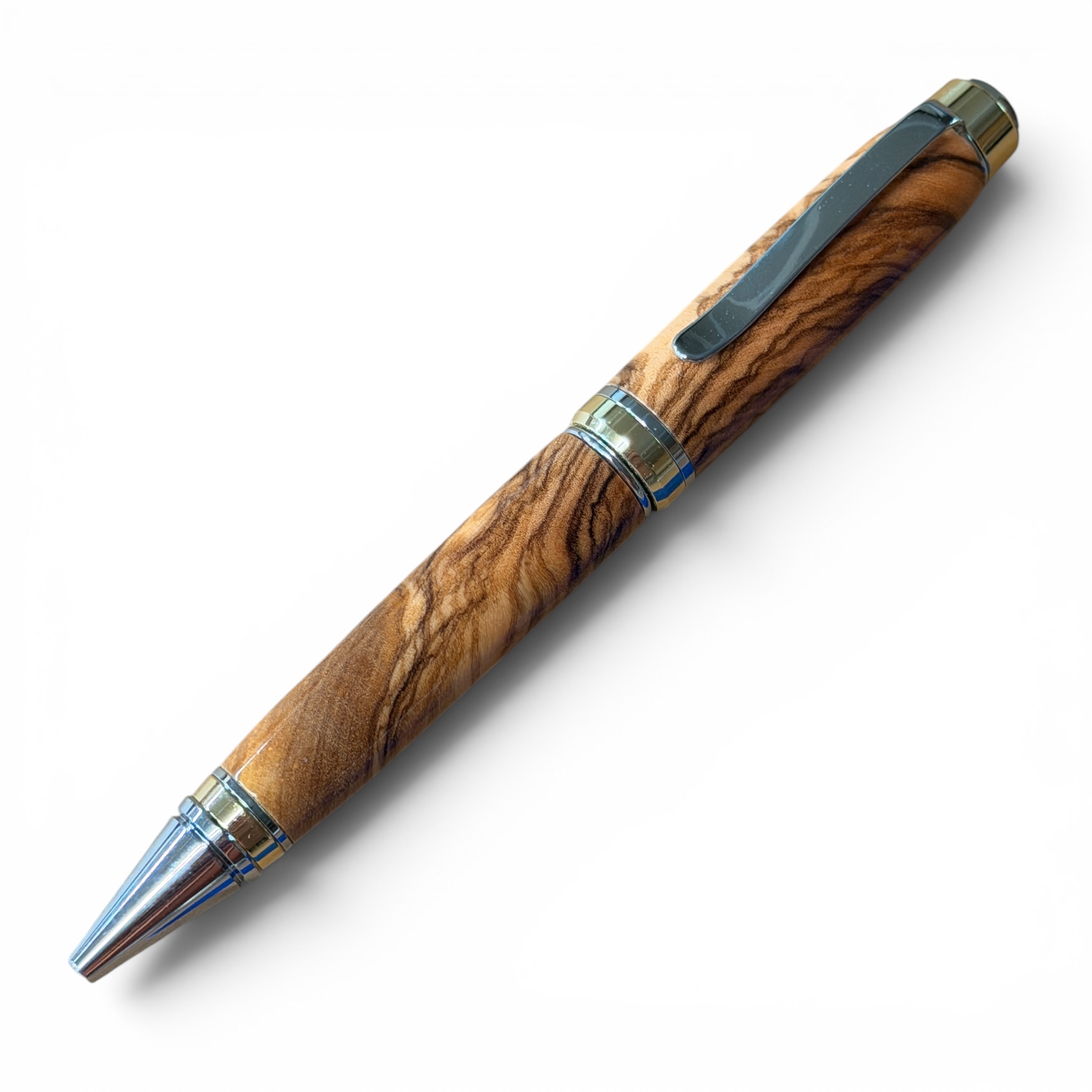 Big Ben Cigar Pen Gold and Chrome Olivewood Wild Grain