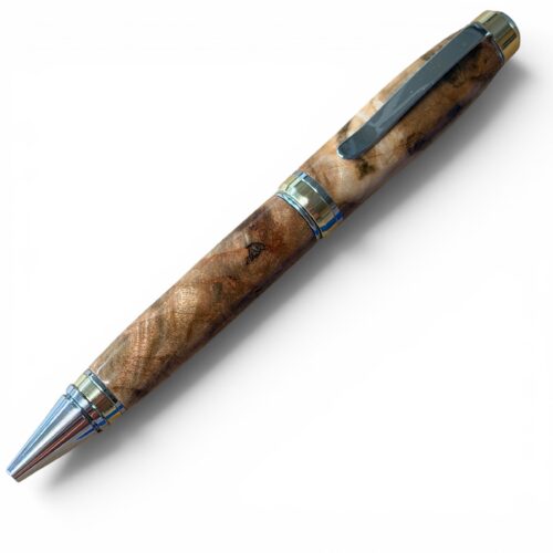 Big Ben Cigar Pen Gold and Chrome Mineral Stained Maple Burl