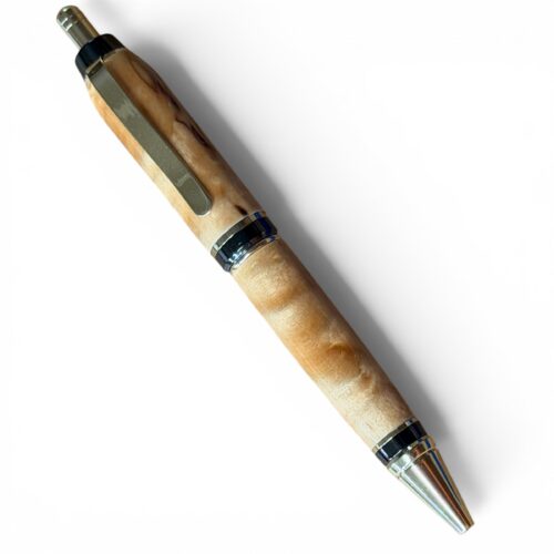 Cigar Style Click Pen Gold Curly Maple