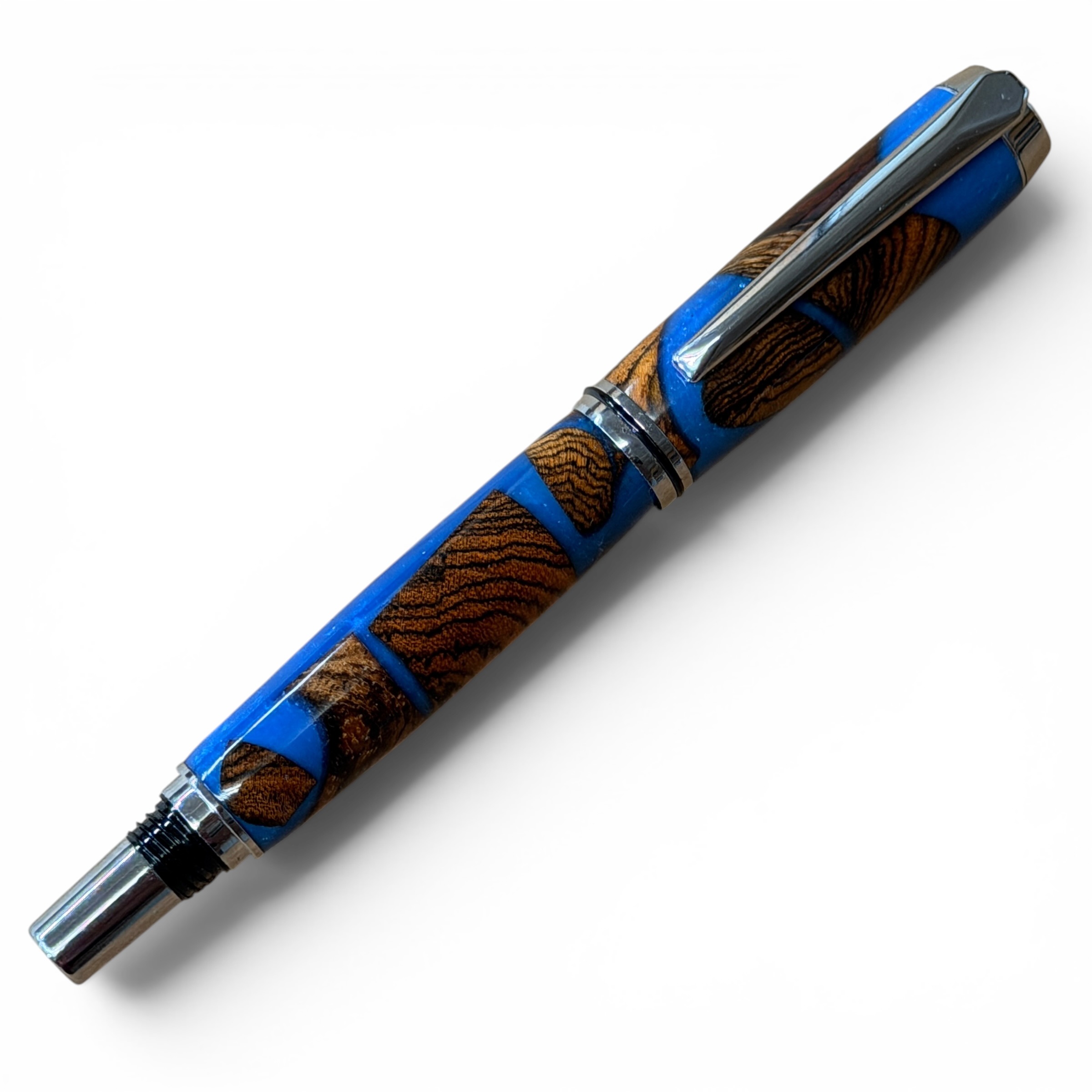 Select Fountain/Rollerball Exotic Wood Cutoffs and Blue Resin
