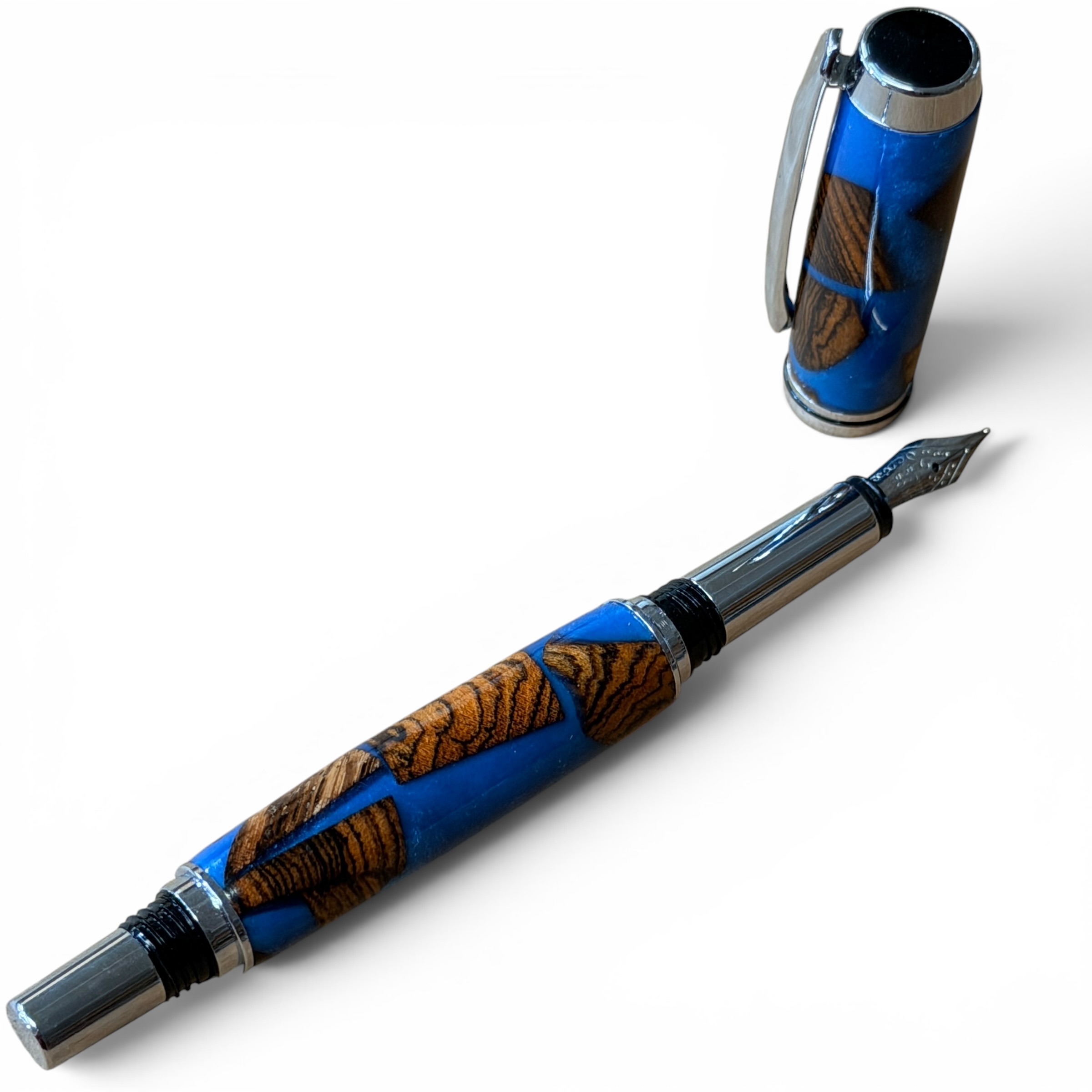 Select Fountain/Rollerball Exotic Wood Cutoffs and Blue Resin