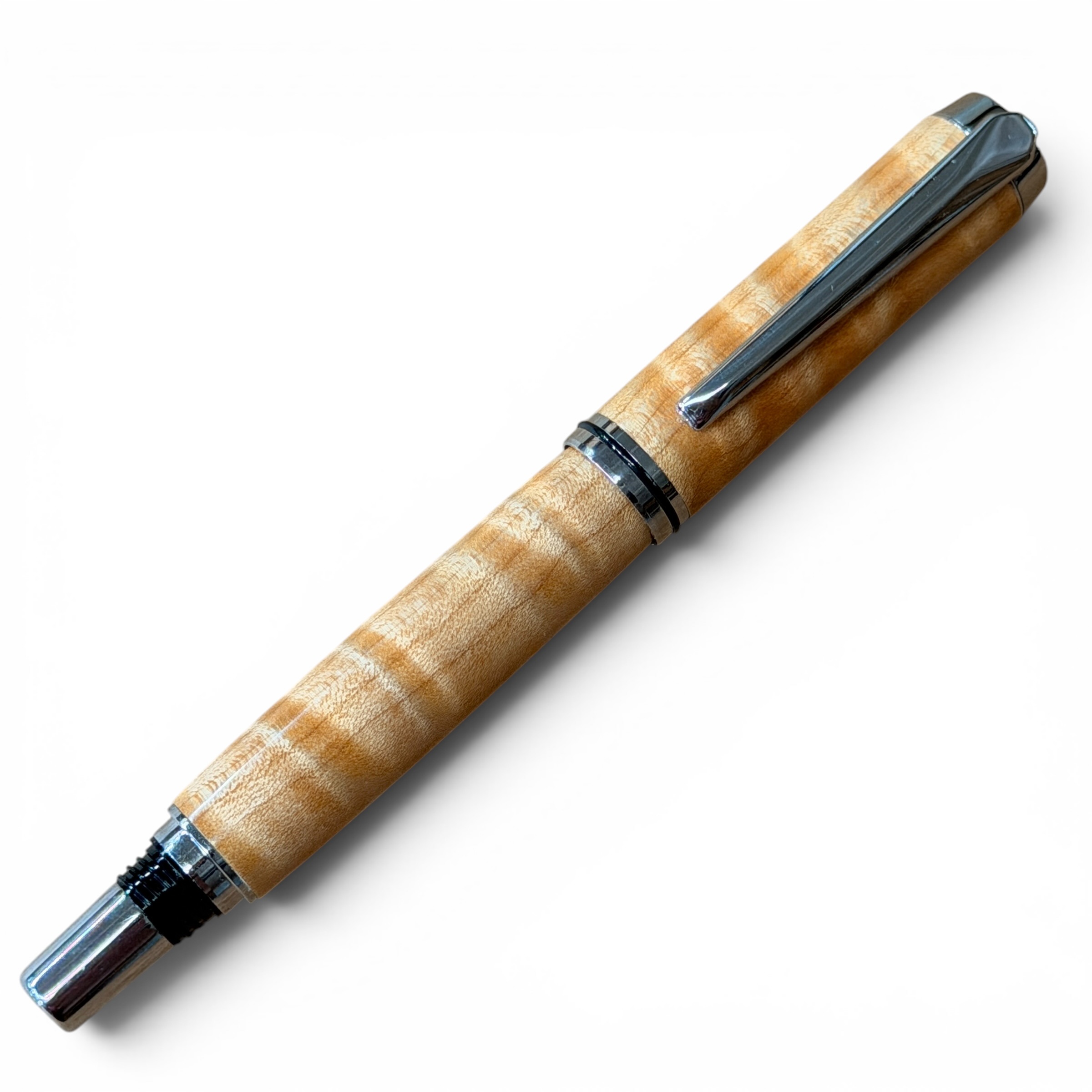 Fountain/Rollerball Chrome Curly Maple