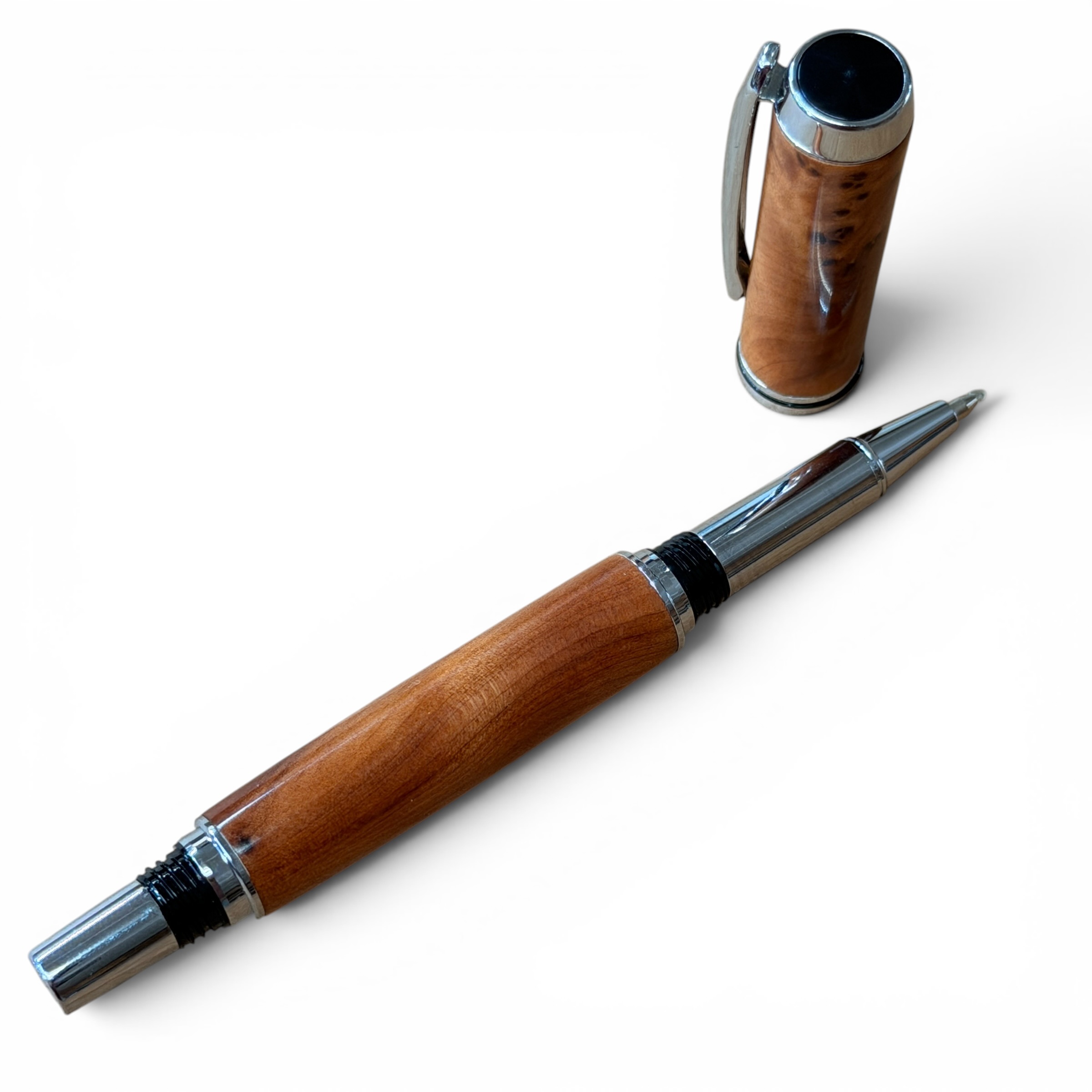 Fountain/Rollerball Chrome Eucalyptus Burl