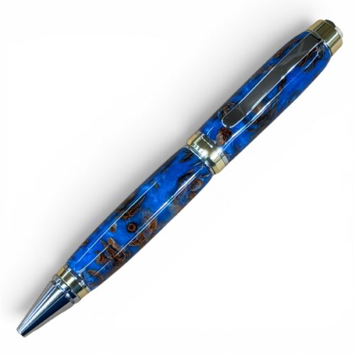 Big Ben Gold and Chrome Select Tamarack Cones and Blue Resin