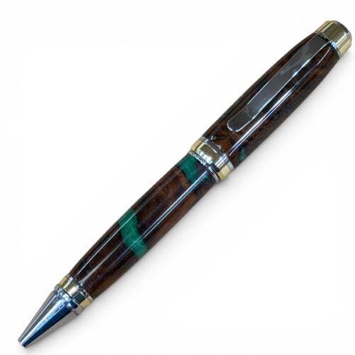 Big Ben Gold and Chrome Select Walnut Burl and Green Resin