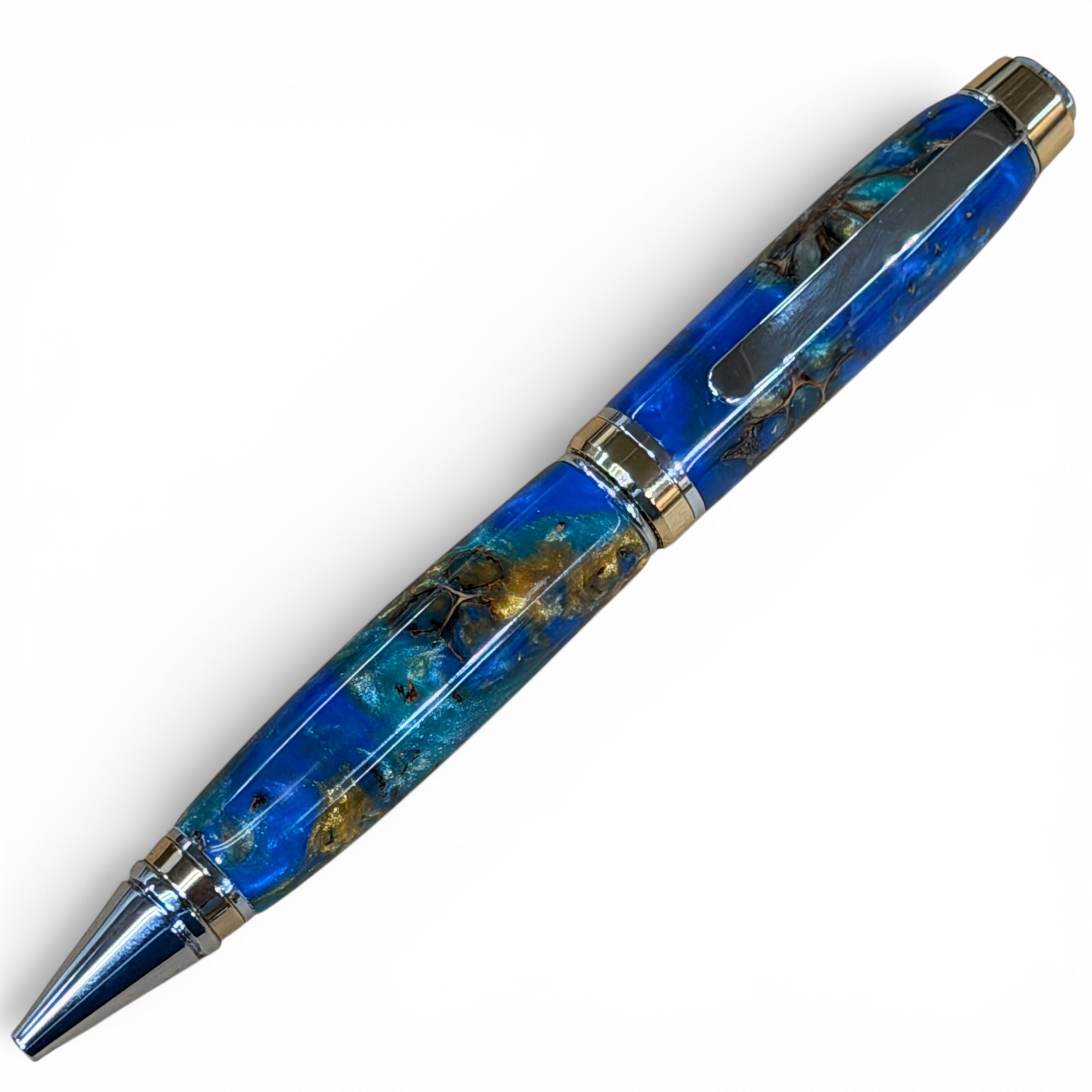 Big Ben Gold and Chrome Select Sweet Gum Pods and Blue Resin