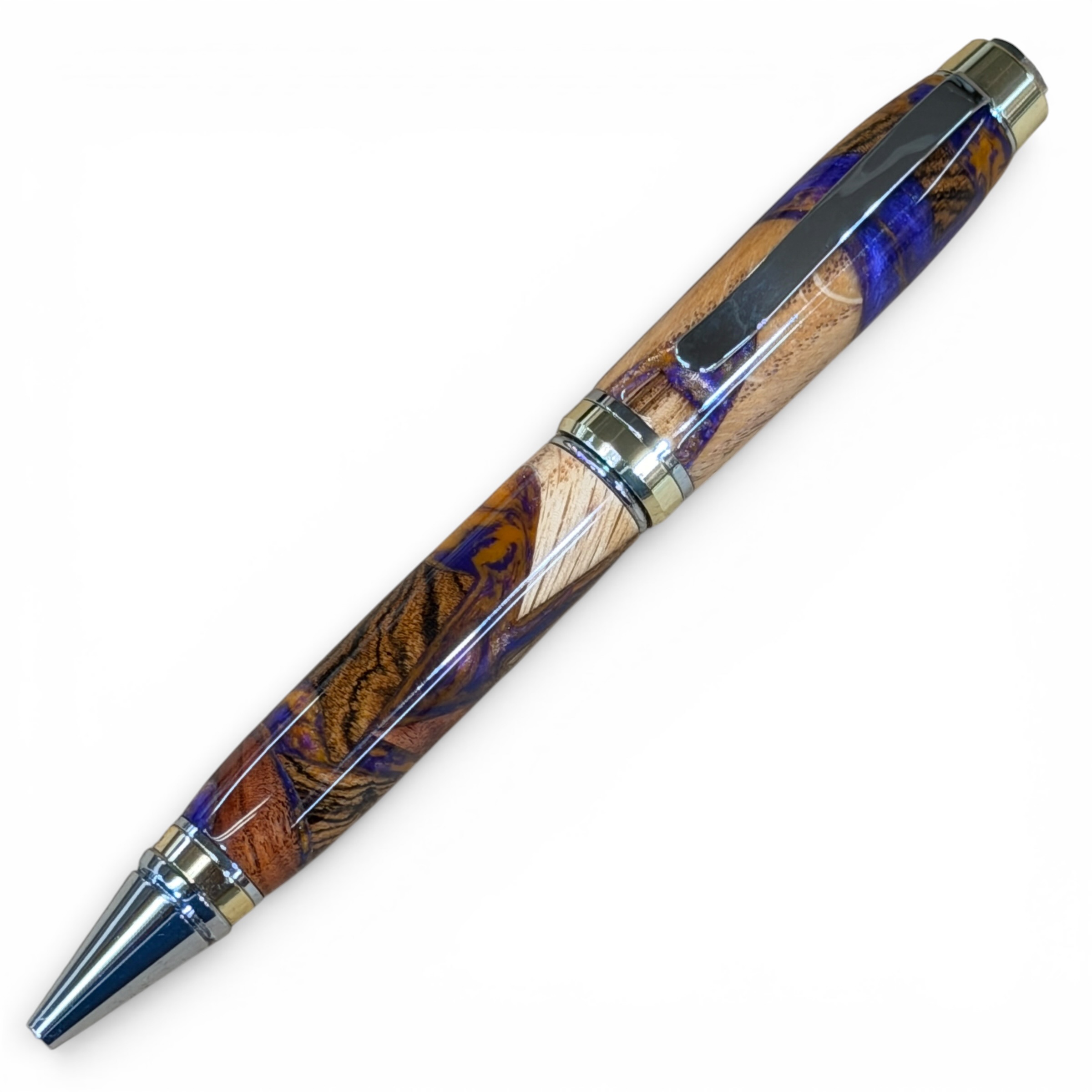 Big Ben Gold and Chrome Select Exotic Cutoffs and Purple and Orange Resin Swirl