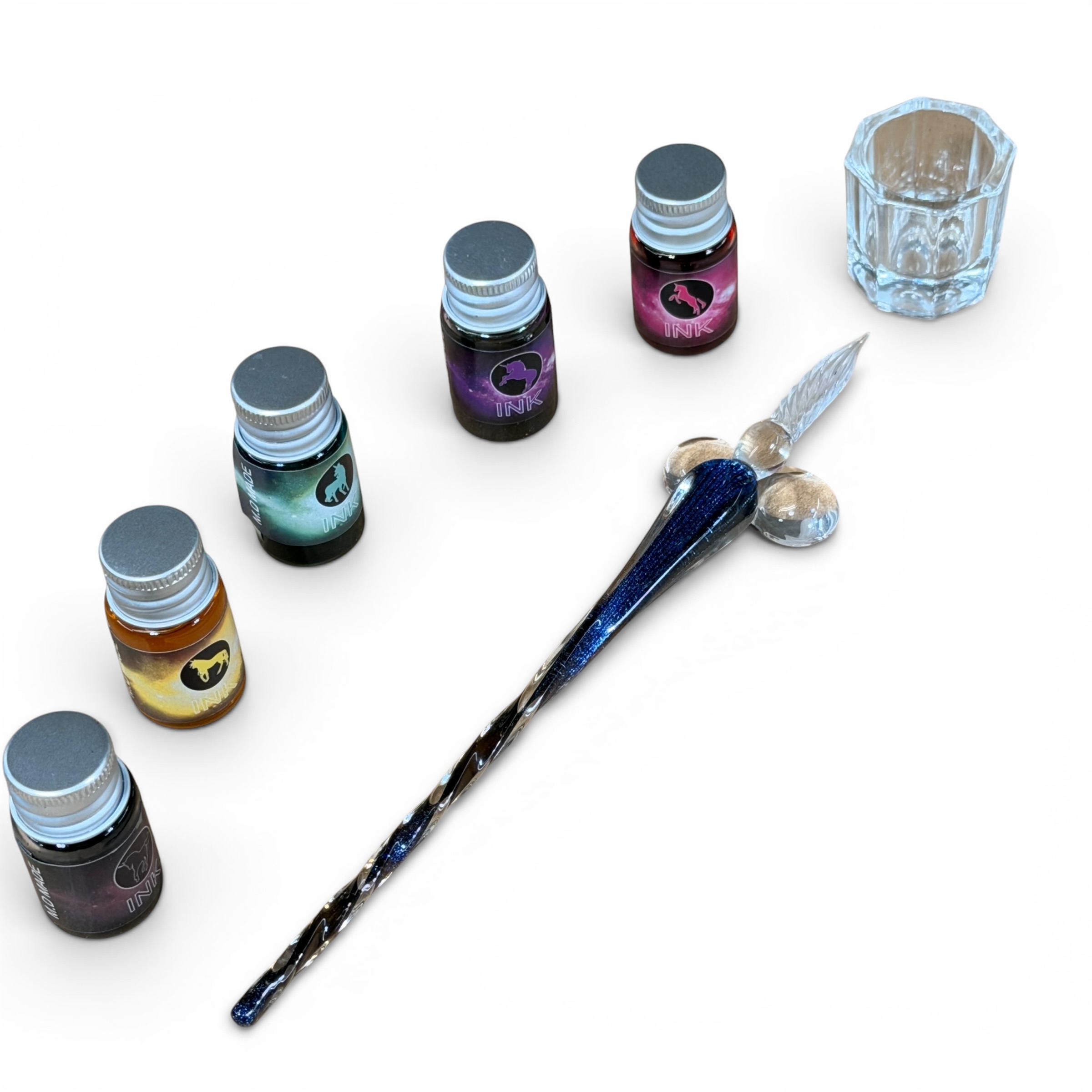 Glass Dip Pen 5 Ink Set blue