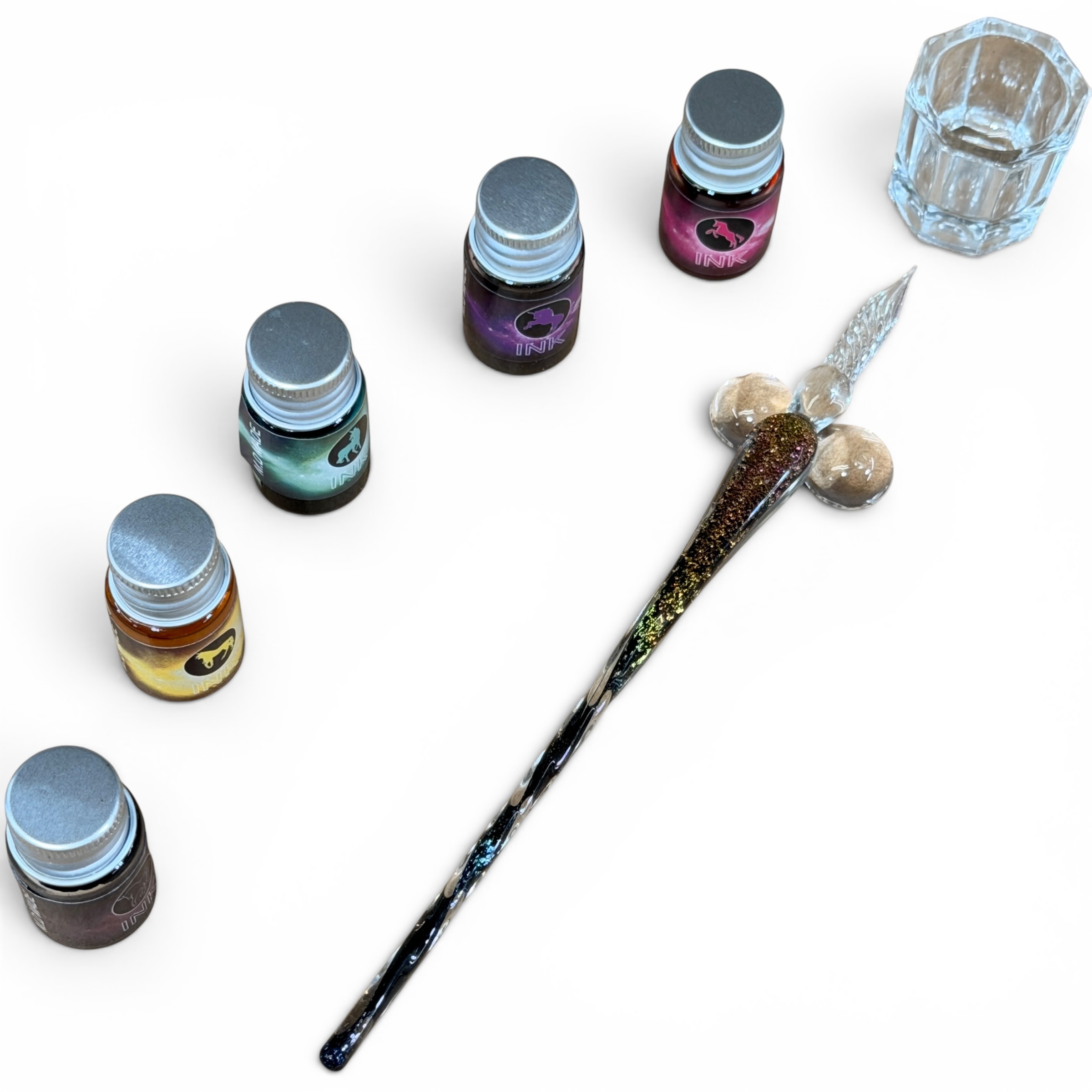 Glass Dip Pen 5 Ink Set Rainbow