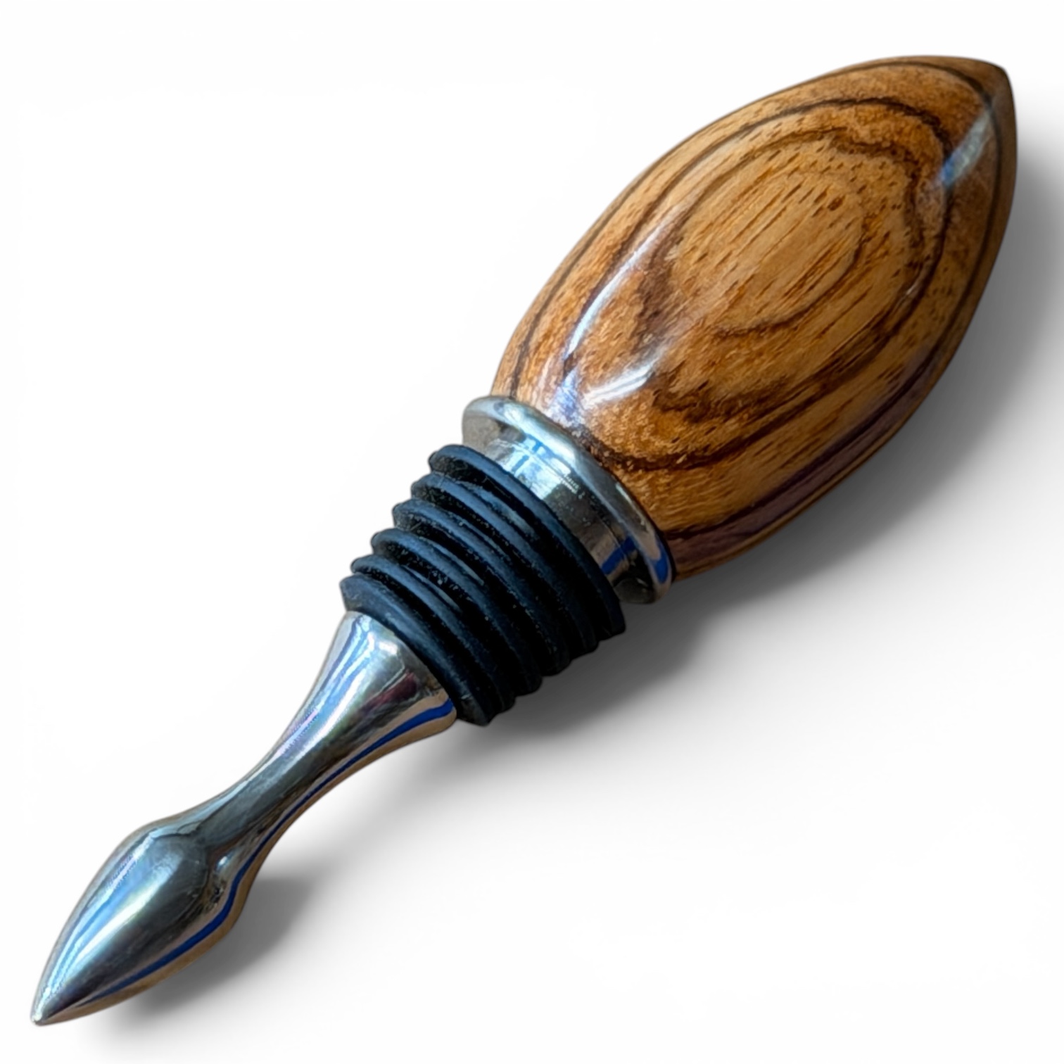 Stainless Steel Bottle Stopper Zebrawood