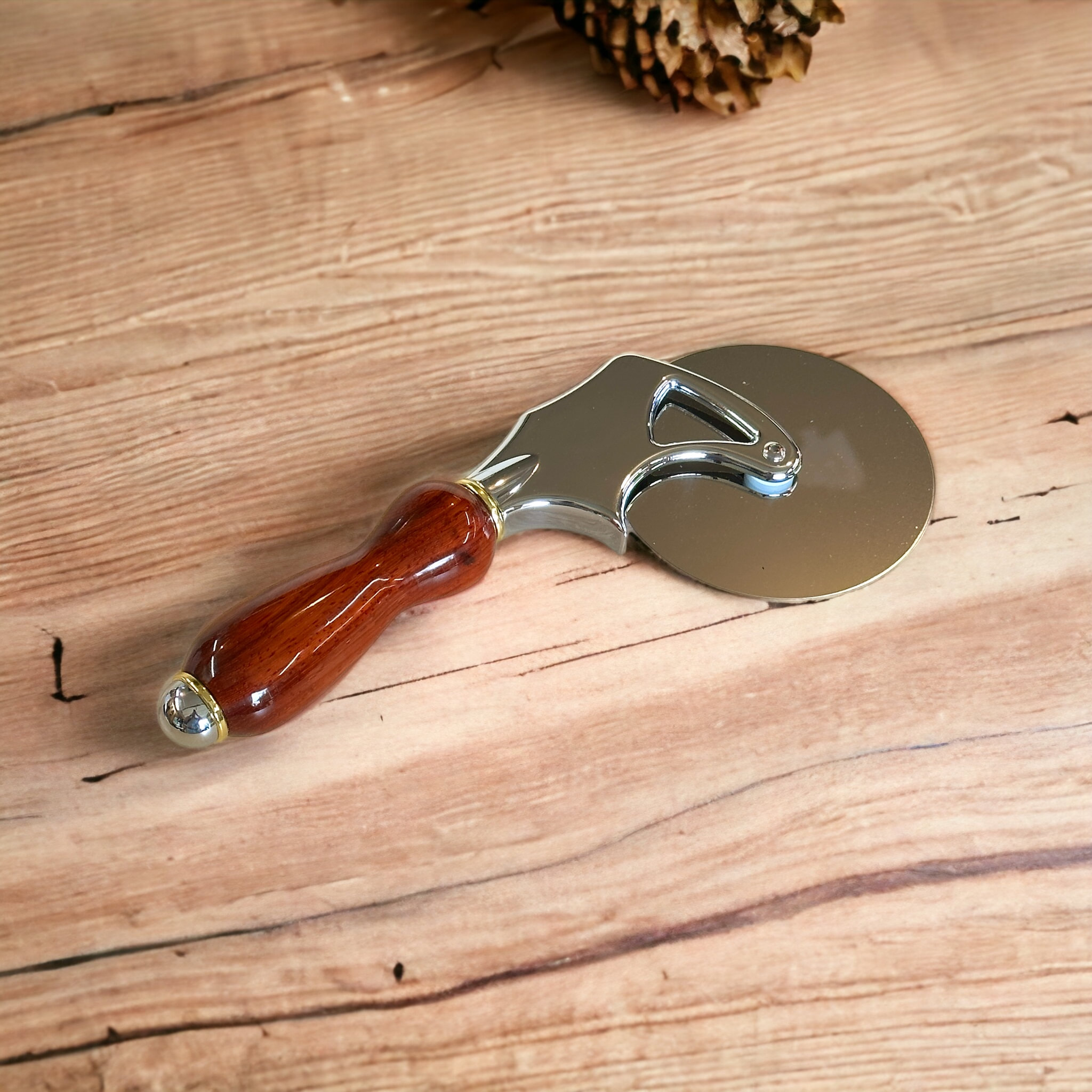 Pizza Cutter with Paduk Handle