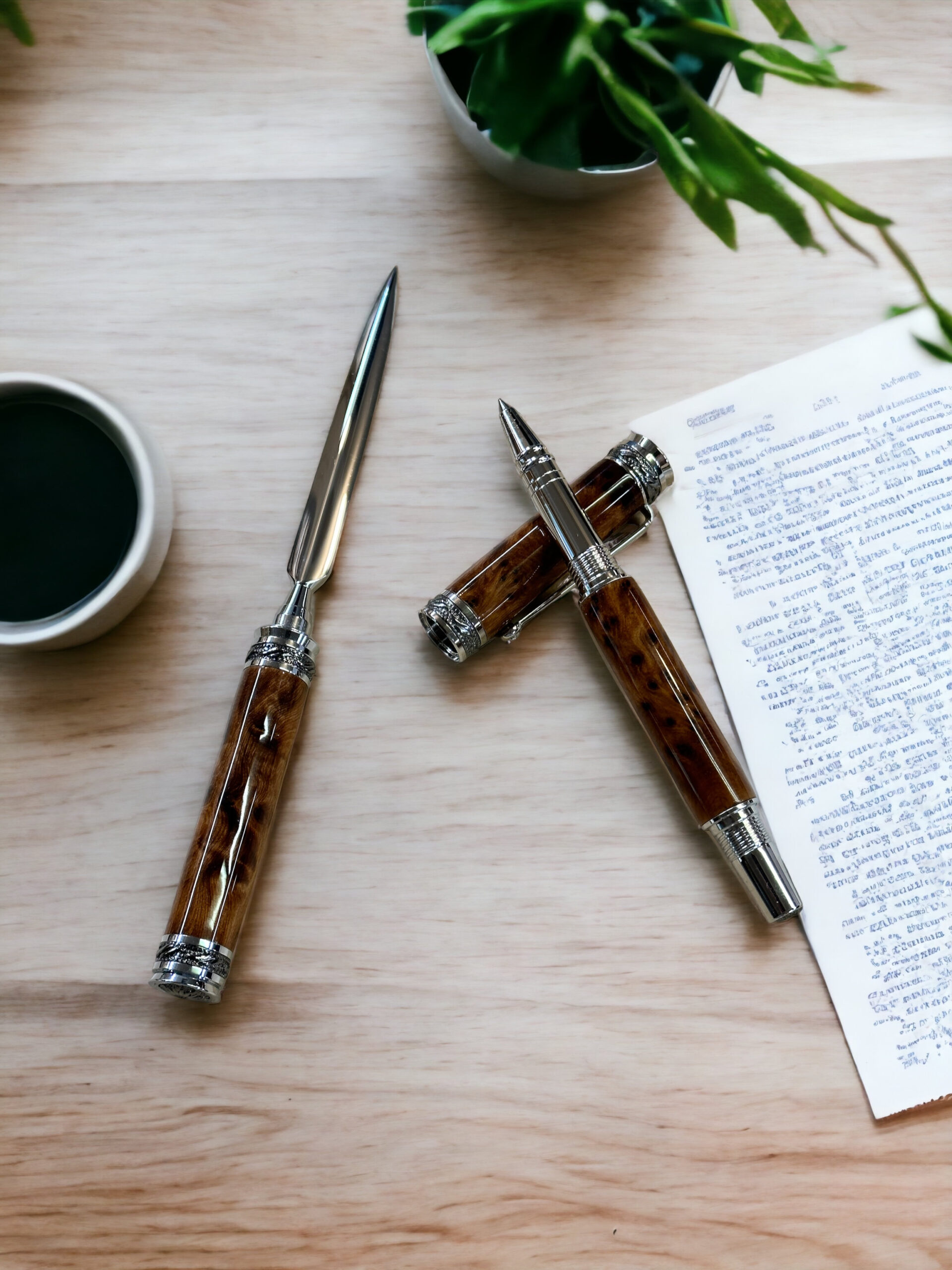 Thuya Burl Desk Set