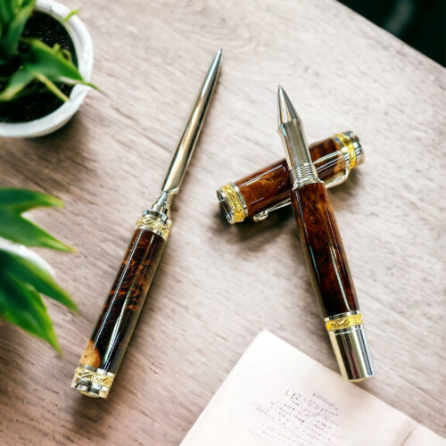 Honduran Rosewood Burl Desk Set
