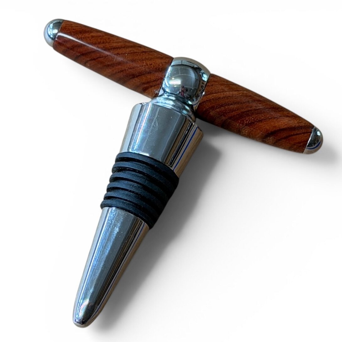 Corkscrew Bottle Stopper Burmese Rosewood