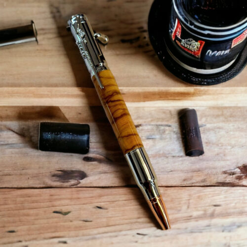 Bolt action pen Chrome with Olivewood