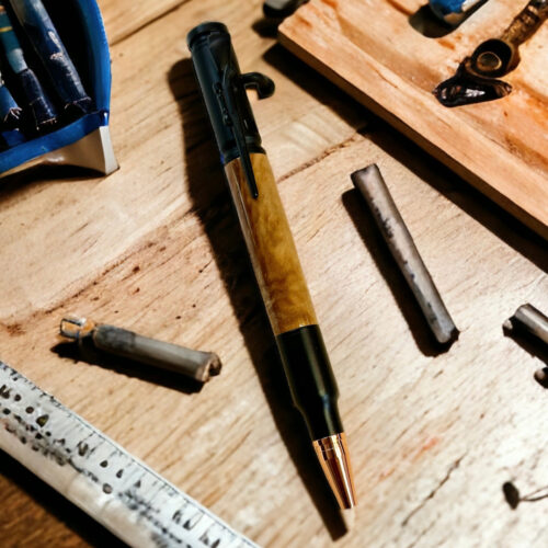 Bolt Action Black with Yellow Box Burl